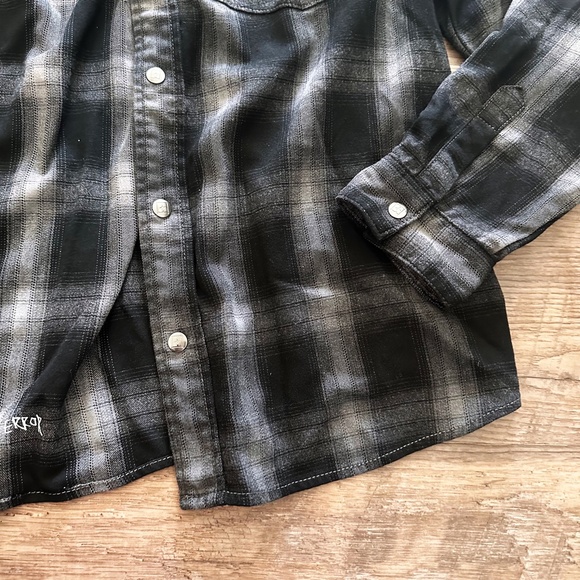 NWT Ksubi Consciousness Plaid Print Flannel Shirt Men's Size XL Ombre Gray Black - Picture 11 of 16